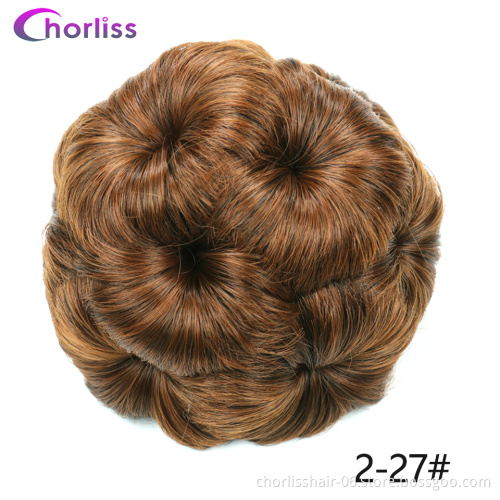 Wholesale Cheap marriage Bun Flower Shape Hairpiece Heat Resistant Synthetic Bun clip in Hair chignon Extension For Women